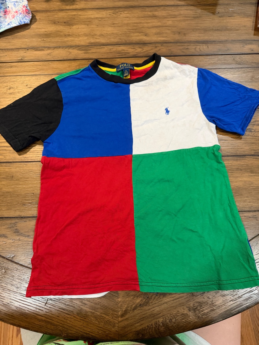 Polo by Ralph Lauren Colorblock Tee in Blue, Red, Green, White & Black - Picture 2 of 13